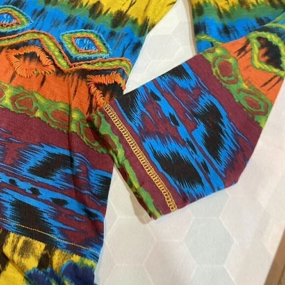 Urban Mangoz Womens Multicolor Stich Embroidered  Blouse Tunic Top Medium Novelt - Picture 11 of 12